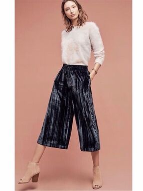 Anthropologie Hei Hei Velvet Wide Leg Culottes Pants